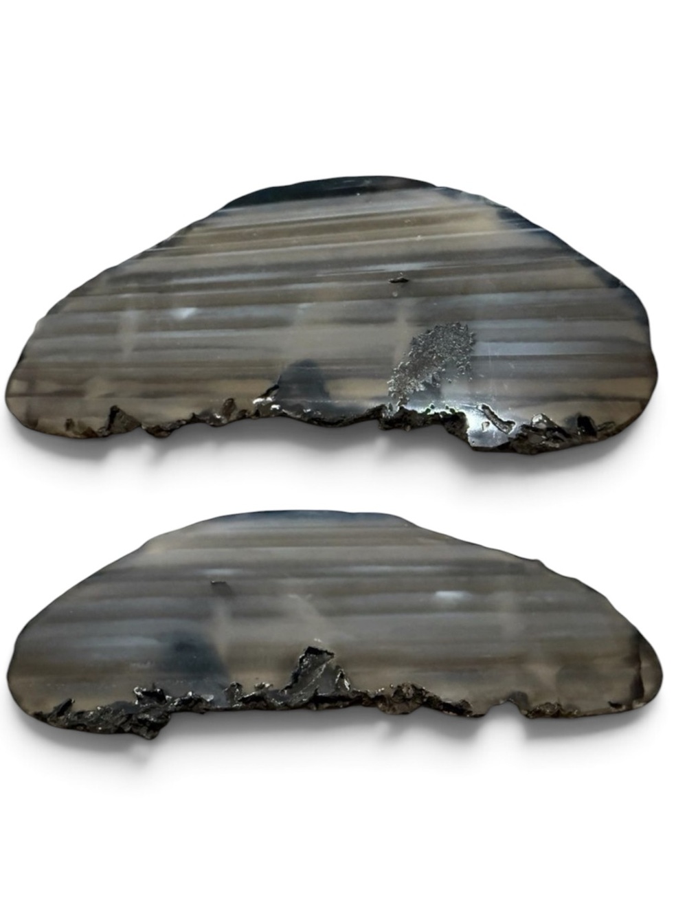 Gray Black Agate Slice Geode Decor Crystal Cut Polished Natural Stone 4”